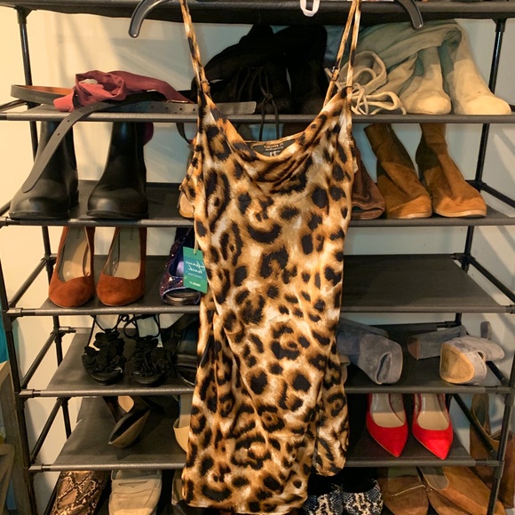 💲⬇️NWT Leopard mini cowl neck slip dress - Picture 2 of 6